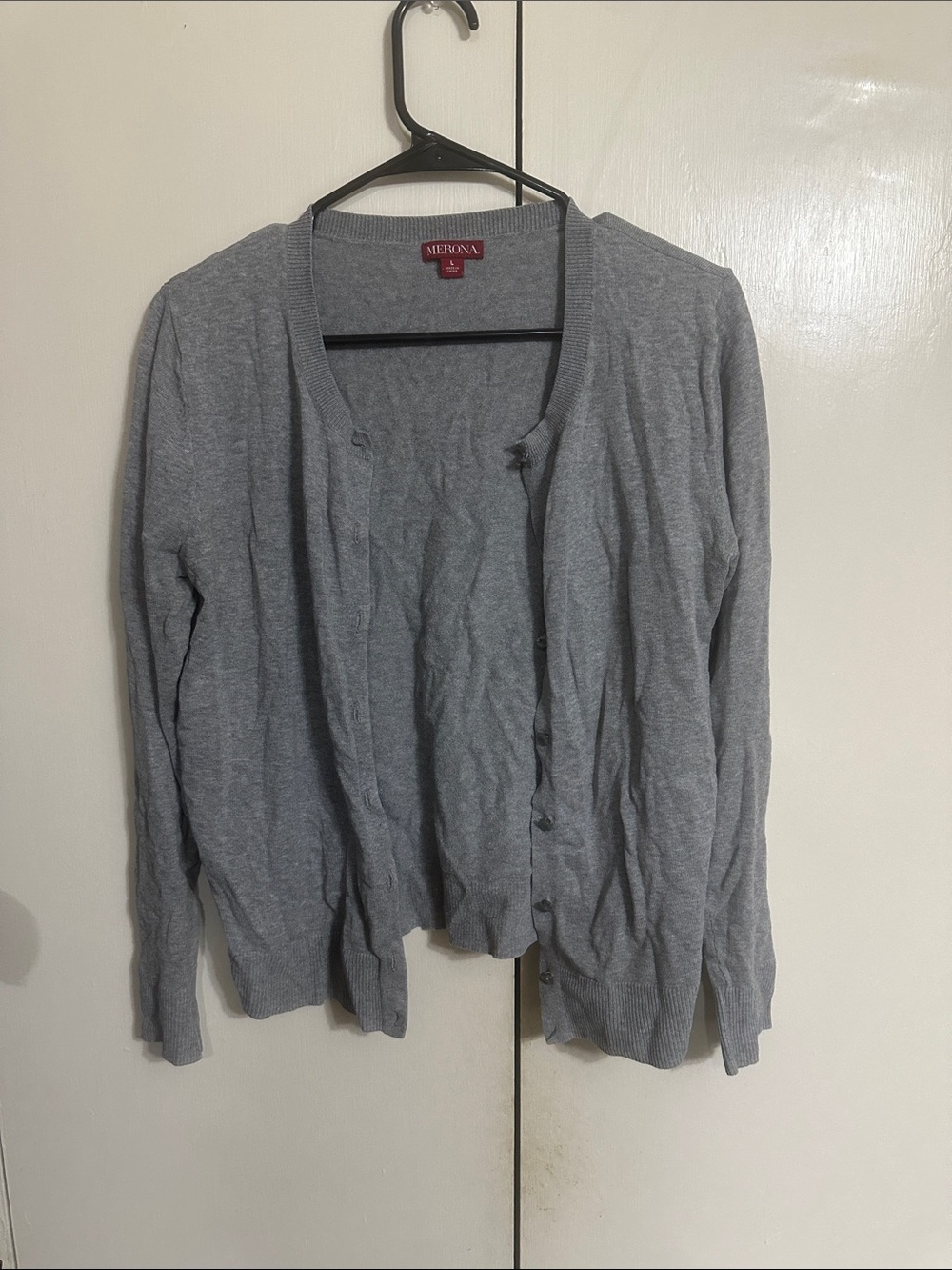 Merona Light Gray Button-Front Knit Cardigan